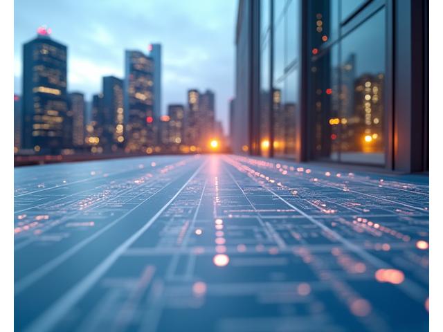 Architectural drawings overlaid with digital metrics, symbolizing streamlined processes for a Municipal Building Department.
