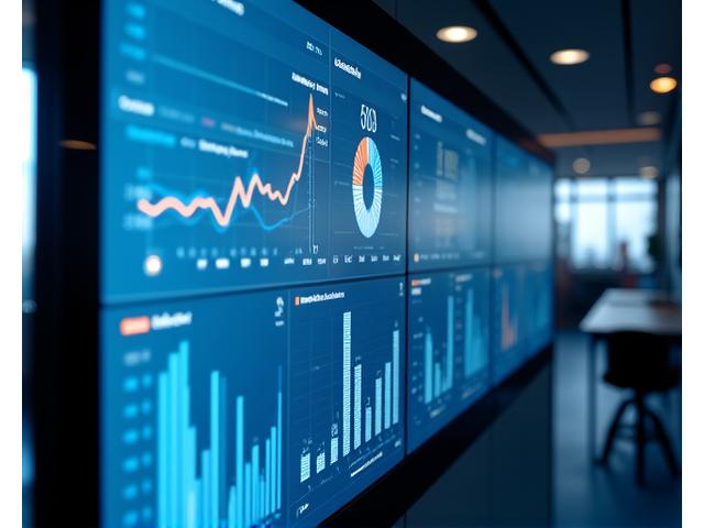 Dashboard view with charts and graphs showing different optimization metrics and efficiency graphs