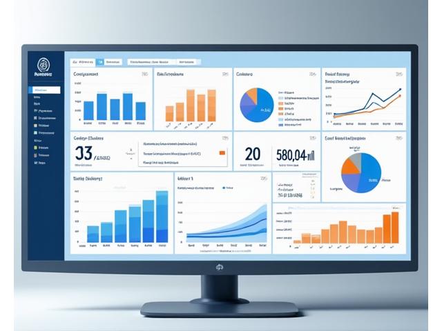 Data analytics dashboard showing charts for fuel consumption, vehicle utilization, and performance