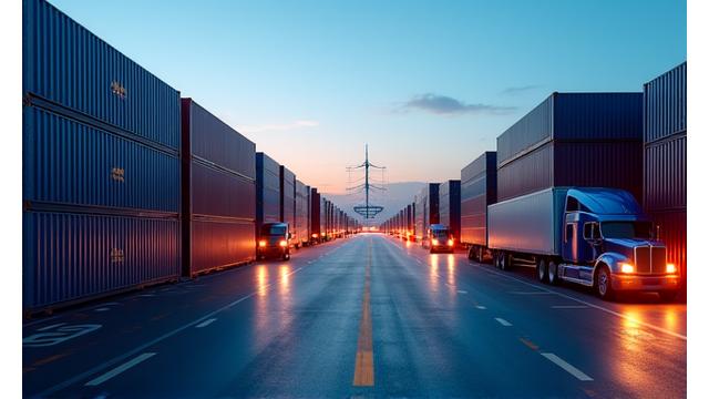 Logistics containers at a busy port