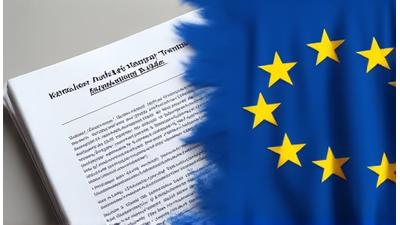European Union flag with legal document