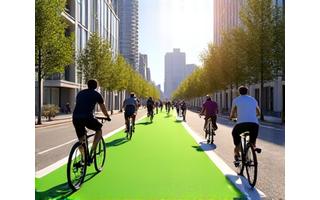 Cyclists on a dedicated bike lane in Basel, showcasing improved cycling infrastructure