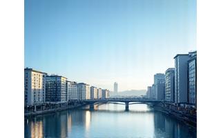 Skyline of Zurich with a clean, blue sky, symbolizing emission reduction