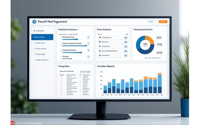Screenshot mockup of a clean, data-rich fleet management dashboard with vignette status indicators and renewal alerts.