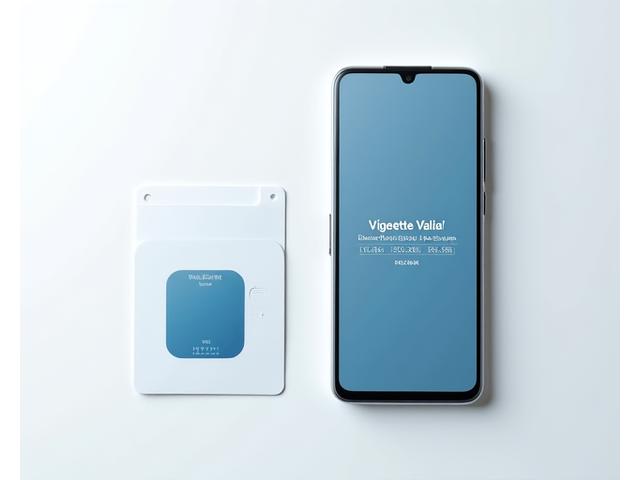 A calendar showing highlighted dates for vignette validity, contrasting a physical sticker and a digital screen.