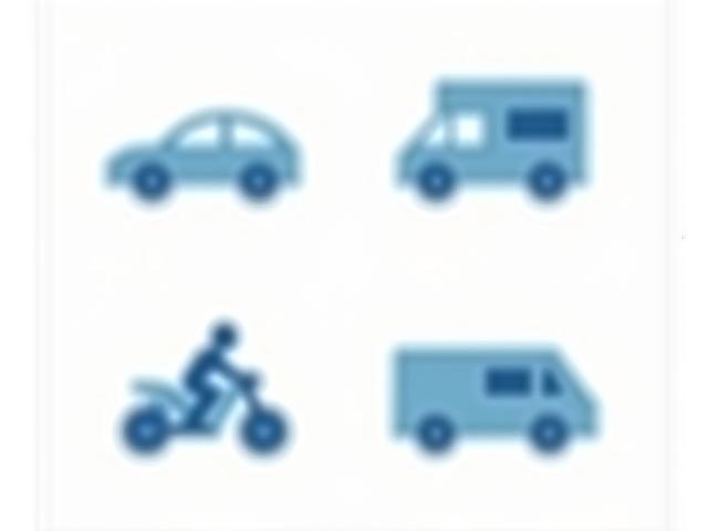 Stylized icons representing cars, motorcycles, and trailers, indicating different vehicle types.